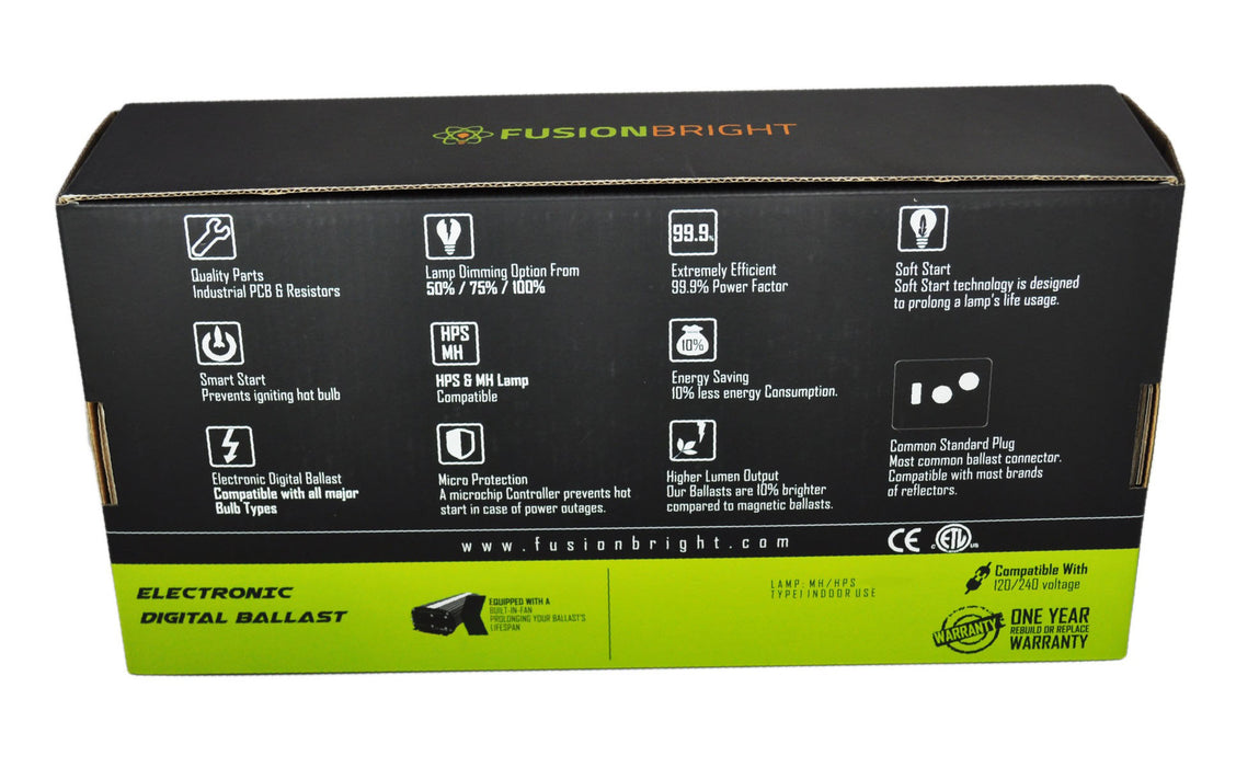 Ballast électronique à intensité variable de 600 watts Fusion Bright