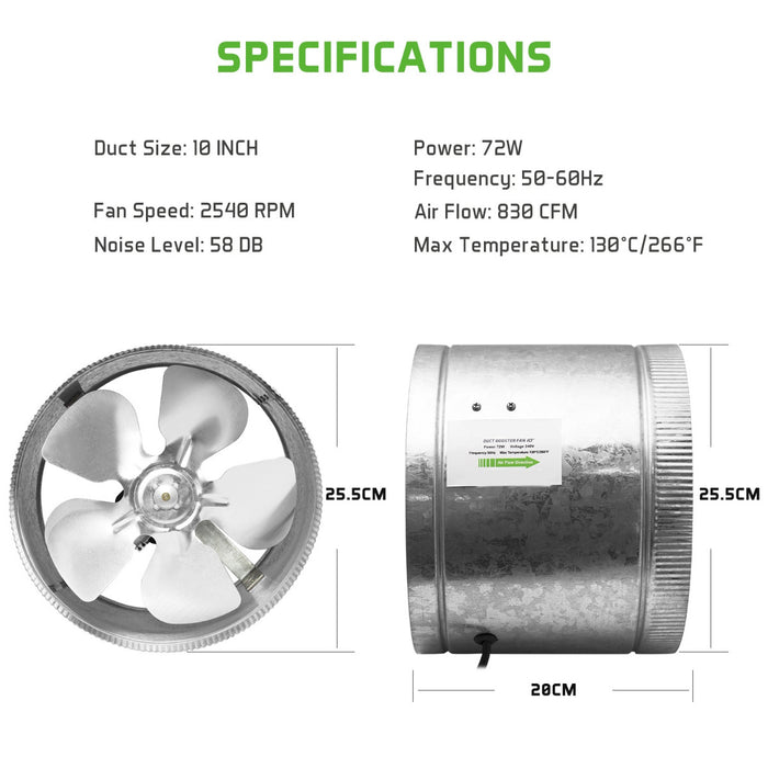 10 Inch Duct Booster Fan Fusion Breath