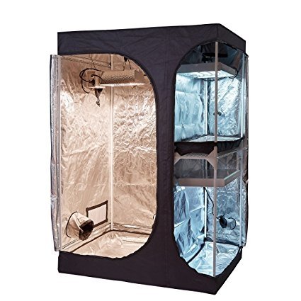 2 chamber grow tent 4' x 3' x 6' Fusion Hut 600D Dual Chamber 2-in-1 Grow Tent — GrowLights Canada